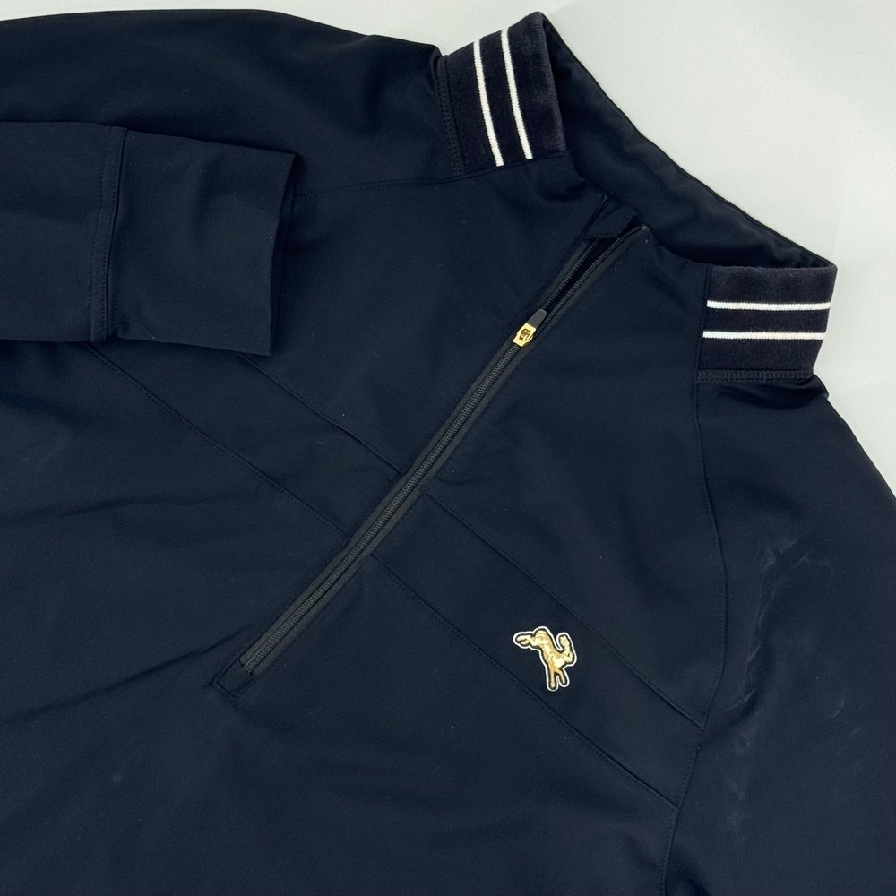 Tracksmith Men's L‎ Black Half Zip Running Pullover Hare Logo Athletic